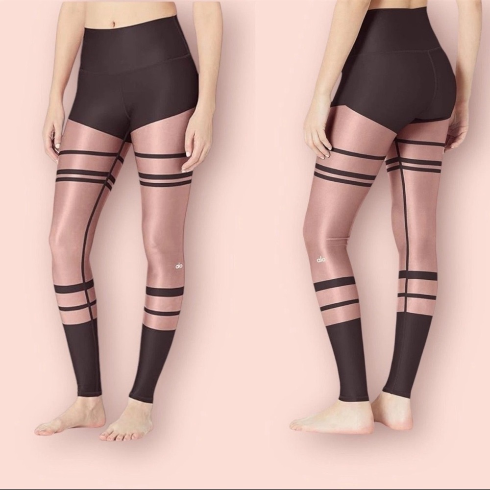 Alo Yoga Airlift Anthracite High Rise Dark Gray Pale Pink Legging